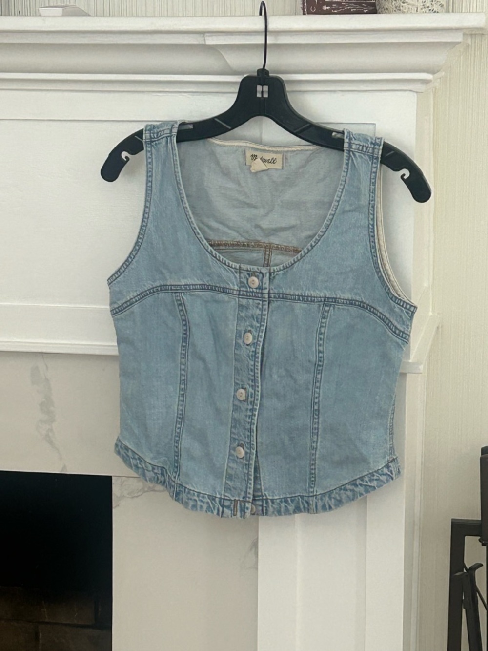 Madewell Light Wash Denim Button-Front Tank